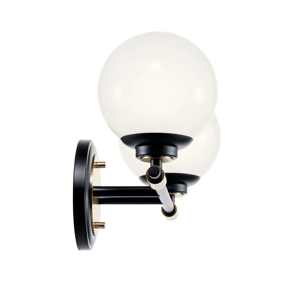 Aldermoor Contemporary Twin Globe Wall Light Black and Champagne Bronze Aldermoor Contemporary Twin Globe Wall Light Black and Champagne Bronze