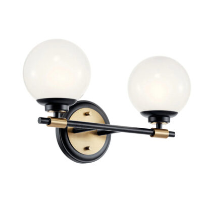 Aldermoor Contemporary Twin Globe Wall Light Black and Champagne Bronze