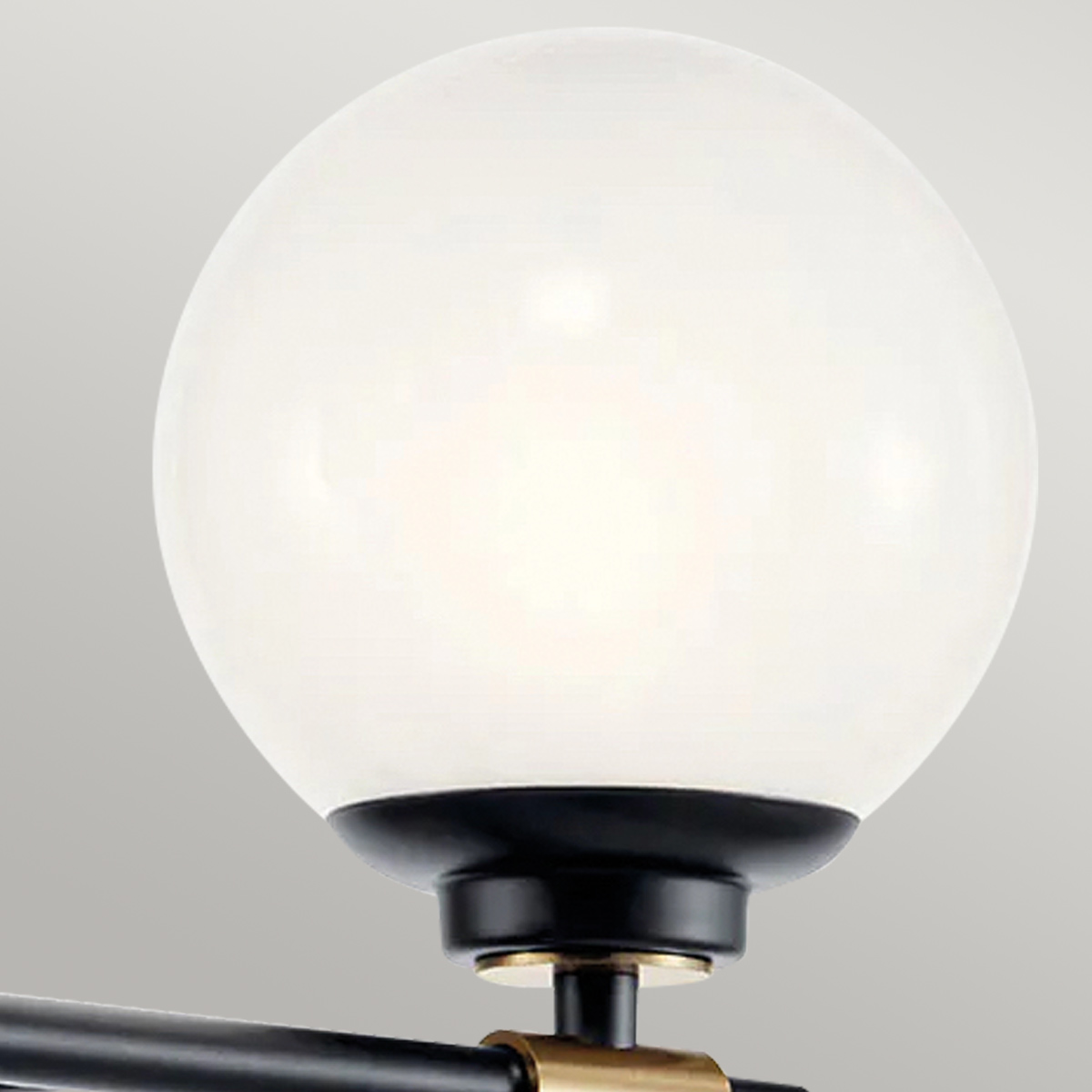 Aldermoor Contemporary Twin Globe Wall Light Black and Champagne Bronze Aldermoor Contemporary Twin Globe Wall Light Black and Champagne Bronze — detail view
