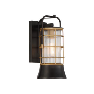 Aldermoor Field Lantern Wall Light Black and Brushed Gold