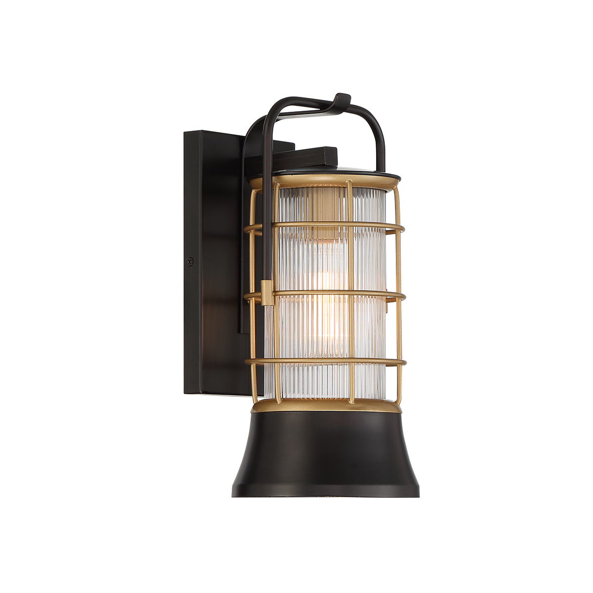 Aldermoor Field Lantern Wall Light Black and Brushed Gold