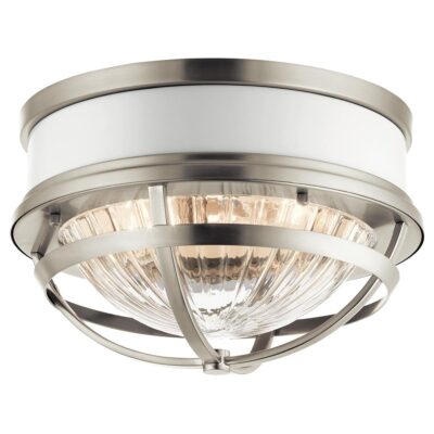 Aldermoor Row Vintage Ceiling Flush Brushed Nickel & White