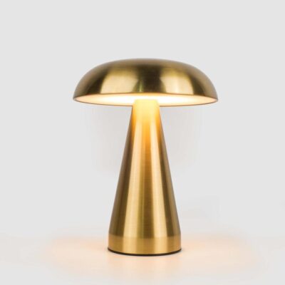 Alderton Mushroom Rechargeable Table Lamp Brushed Brass
