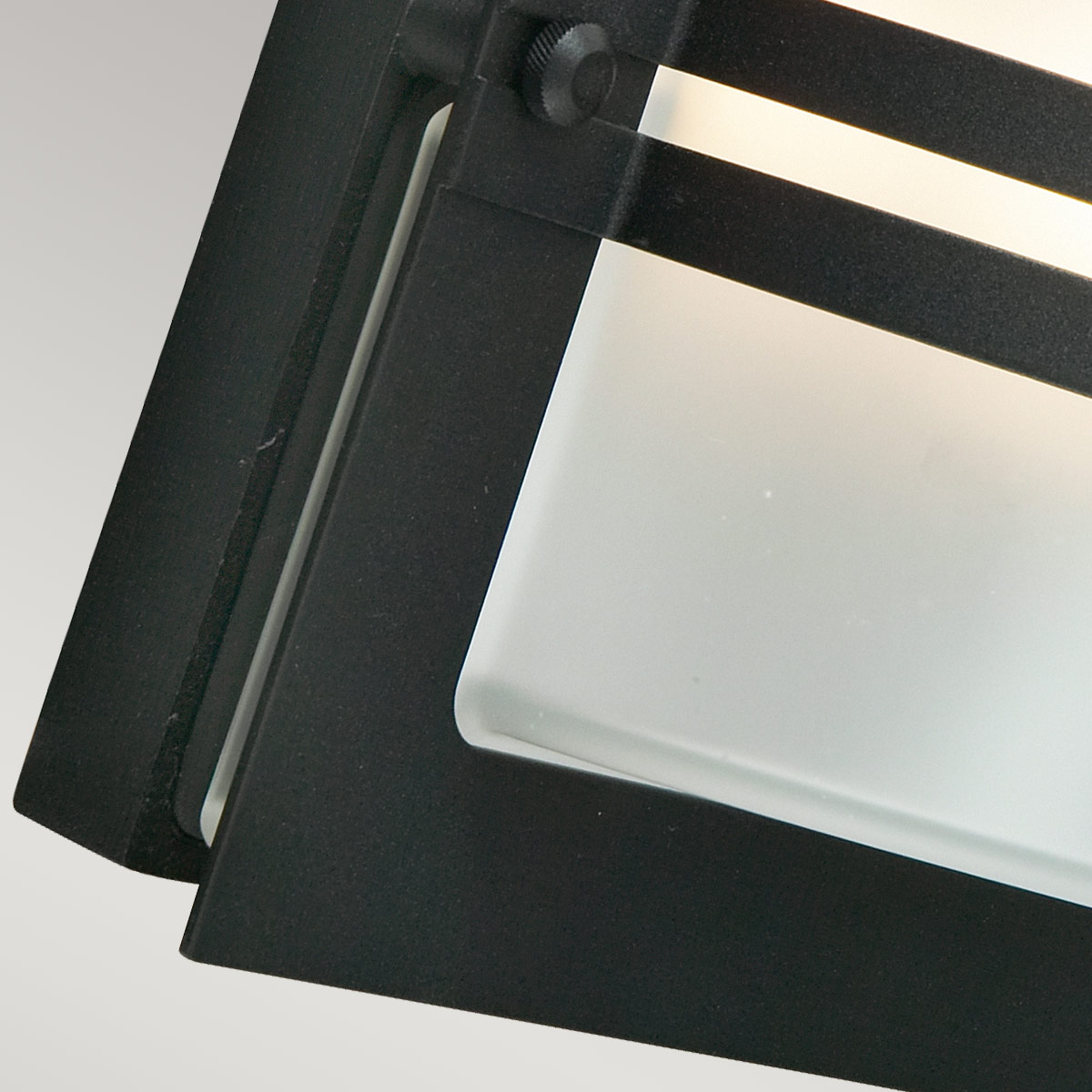 Alpenglow Art Deco Outdoor Wall Lantern in Black Alpenglow Art Deco Outdoor Wall Lantern in Black — detail view