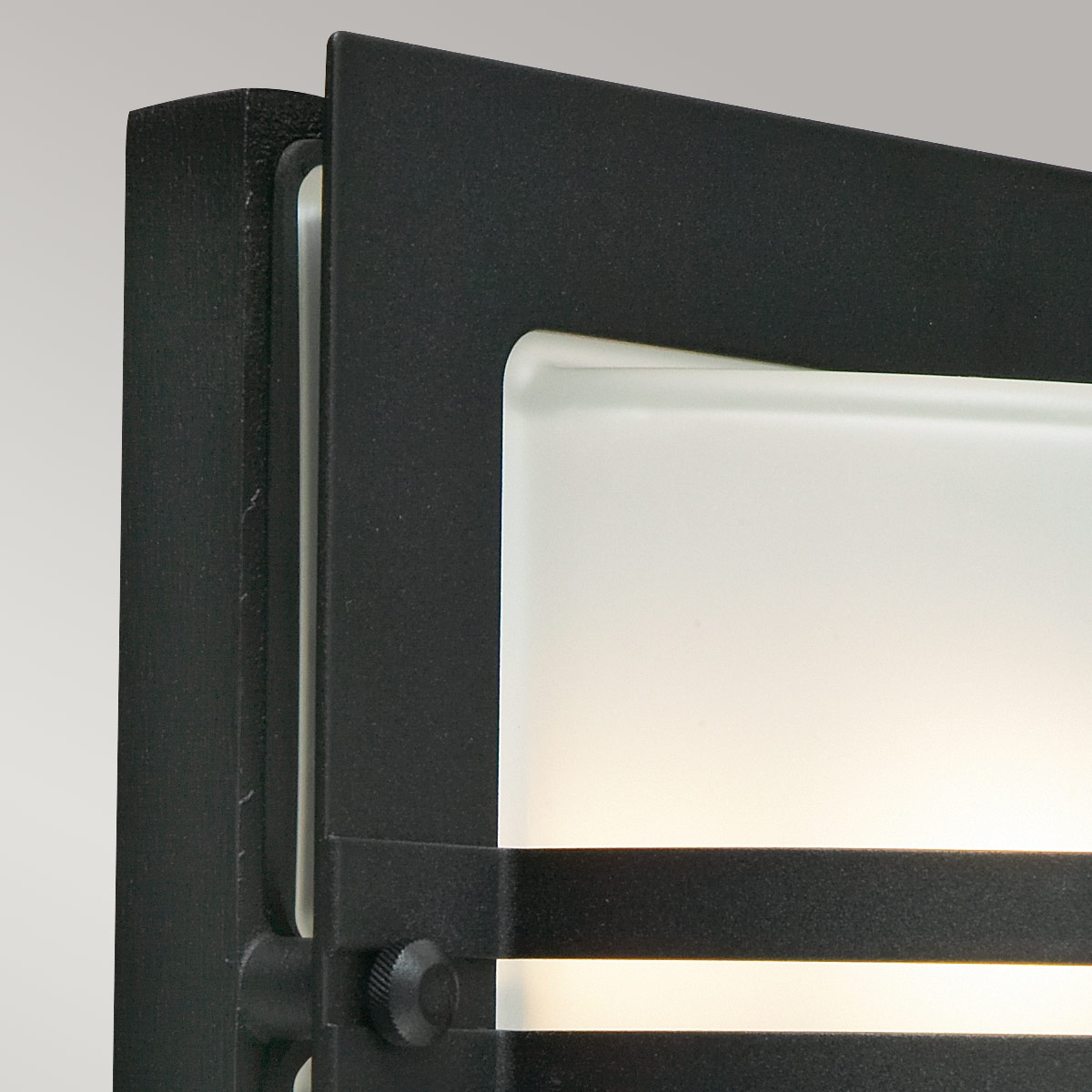 Alpenglow Art Deco Outdoor Wall Lantern in Black Alpenglow Art Deco Outdoor Wall Lantern in Black — detail view