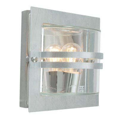 Alpenglow Heritage Square Outdoor Wall Light Galvanised