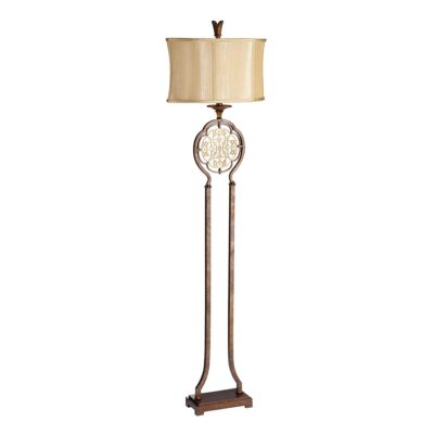 Alverstone French Provincial Floor Lamp in Bronze with Gold Shade