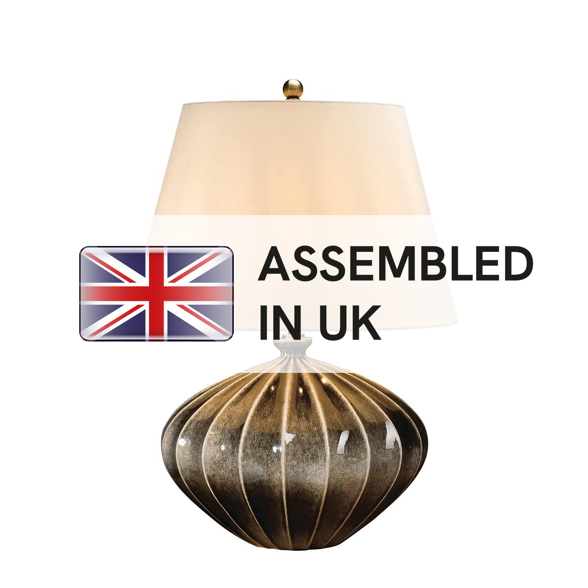 Amber Gourd Fluted Ceramic Table Lamp Brown and Black Amber Gourd Fluted Ceramic Table Lamp Brown and Black