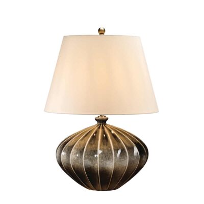 Amber Gourd Fluted Ceramic Table Lamp Brown and Black