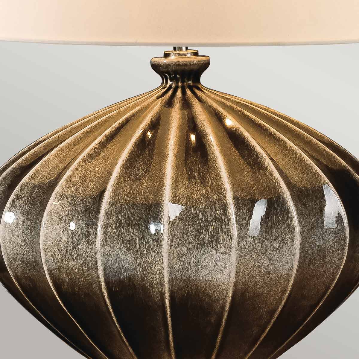 Amber Gourd Fluted Ceramic Table Lamp Brown and Black Amber Gourd Fluted Ceramic Table Lamp Brown and Black — detail view