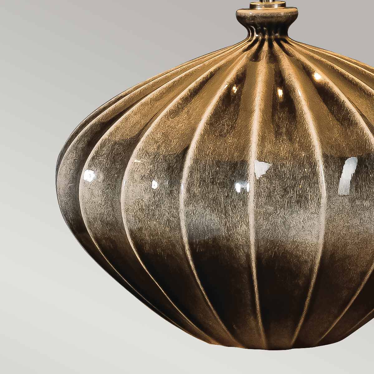 Amber Gourd Fluted Ceramic Table Lamp Brown and Black Amber Gourd Fluted Ceramic Table Lamp Brown and Black — detail view