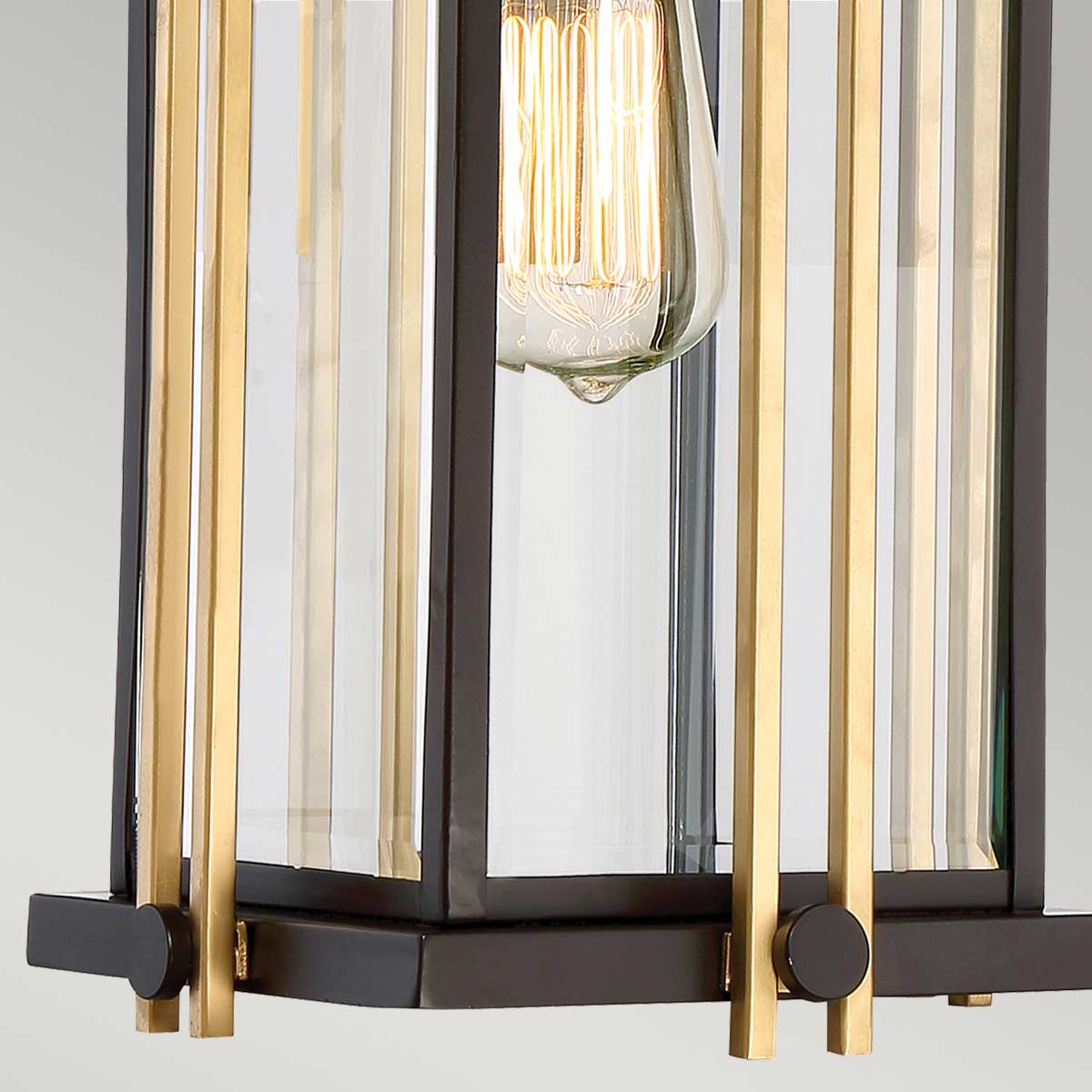 Amberfield Heritage Outdoor Chain Lantern Black and Brass Amberfield Heritage Outdoor Chain Lantern Black and Brass — detail view