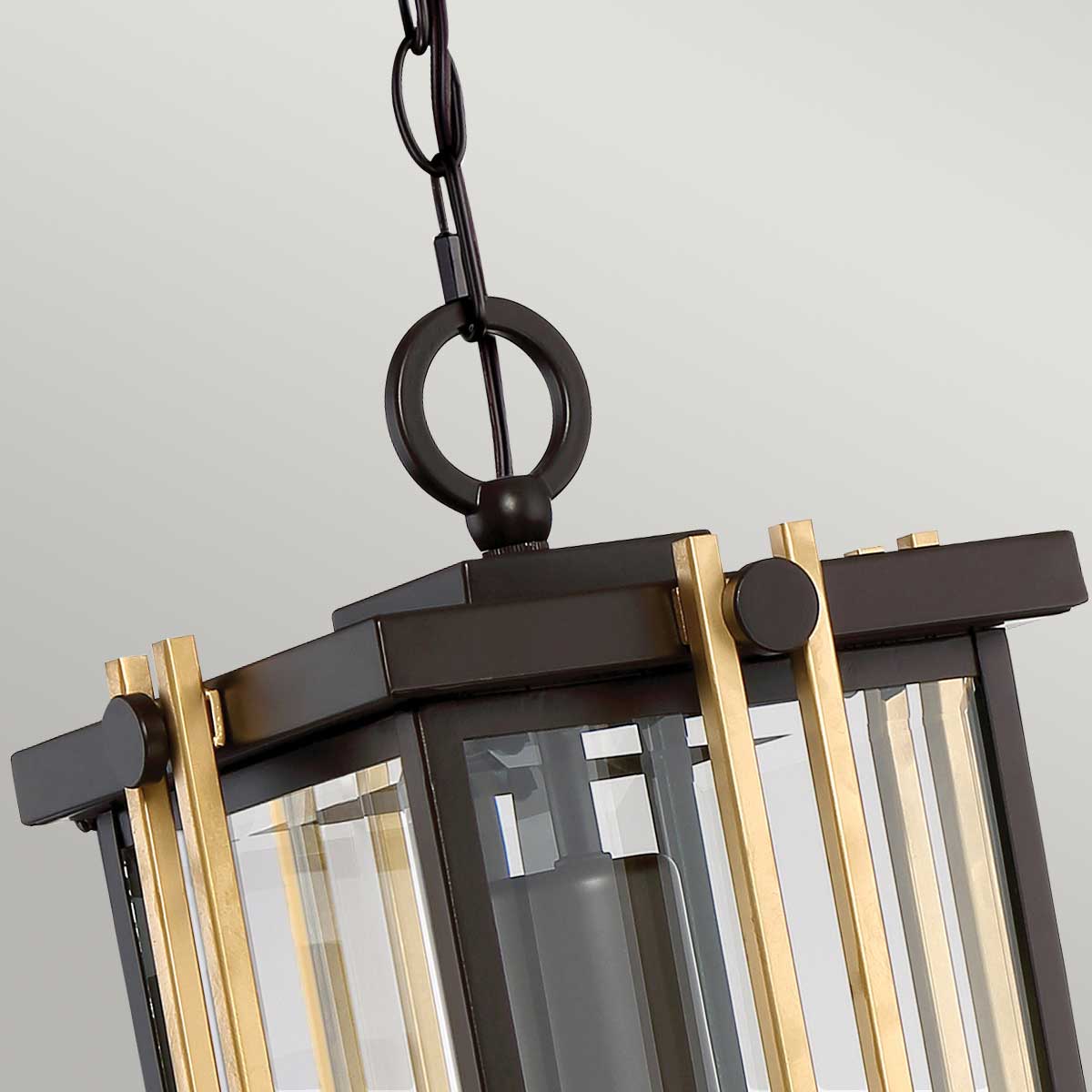 Amberfield Heritage Outdoor Chain Lantern Black and Brass Amberfield Heritage Outdoor Chain Lantern Black and Brass — detail view