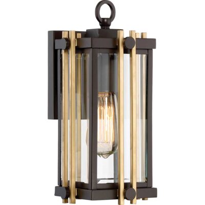 Amberfield Transitional Small Outdoor Wall Lantern Black and Brass