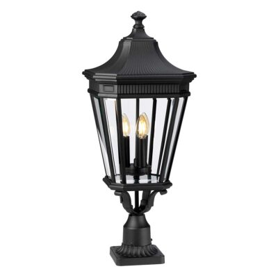 Amberleigh Lane Traditional Outdoor Pedestal Lantern Black