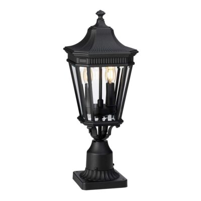 Amberleigh Lane Traditional Outdoor Pedestal Lantern Black