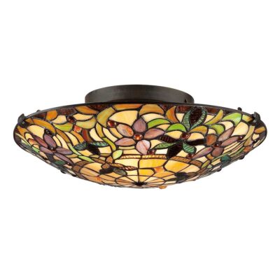 Amberton Tiffany Style Ceiling Flush Bronze