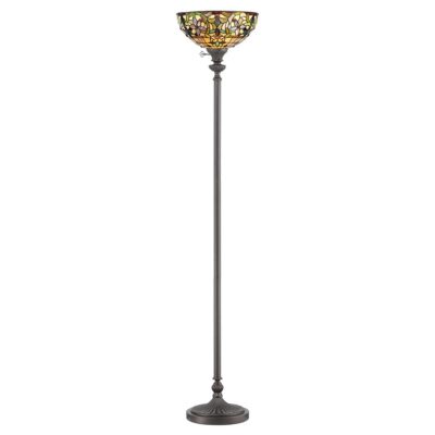 Amberton Tiffany Style Torchiere Floor Lamp Vintage Bronze