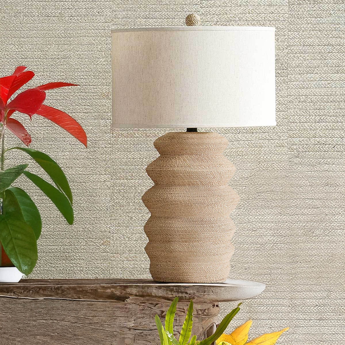 Ambervale Hamptons Abaca Rope Table Lamp Natural Ambervale Hamptons Abaca Rope Table Lamp Natural — in situ view