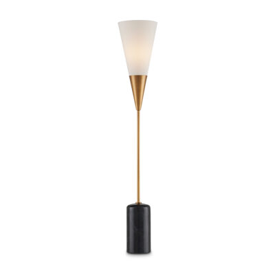 Ambervine Hamptons Torchiere Table Lamp Brushed Brass and Black Marble