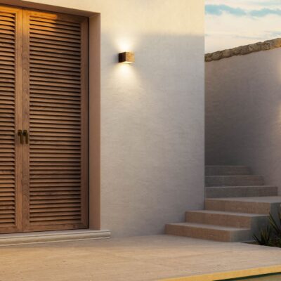 Anzio Industrial Cube Outdoor Wall Light Antique Copper