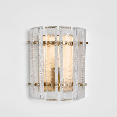 Araluen Hamptons Fluted Glass Wall Light Brass and Clear