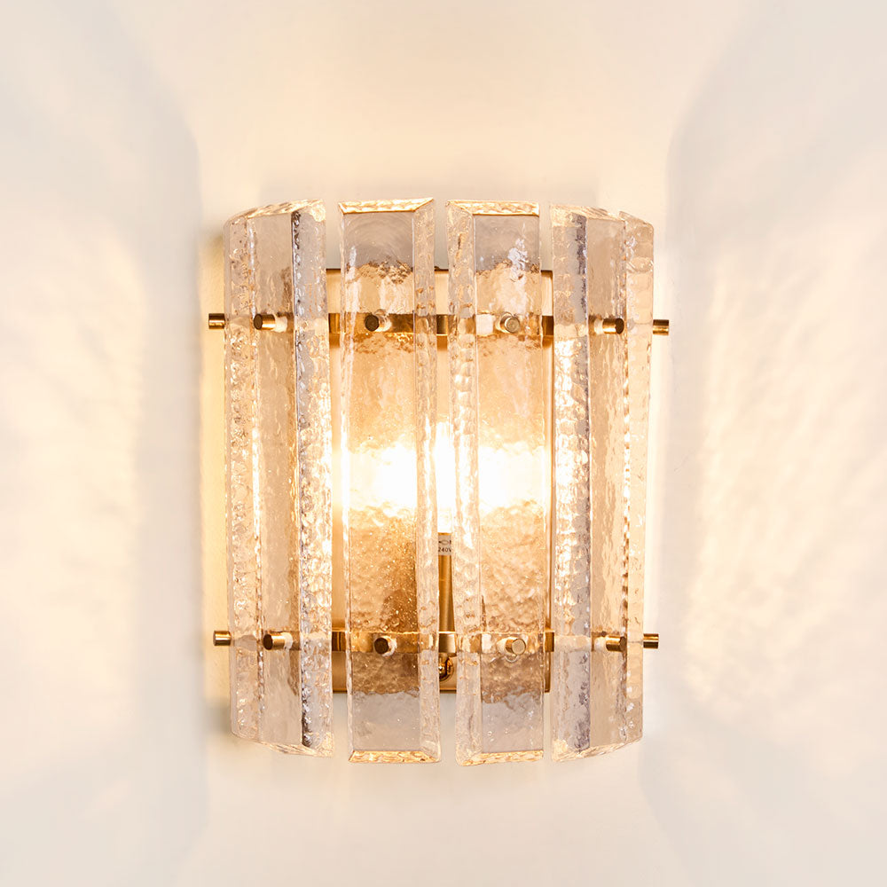 Araluen Hamptons Fluted Glass Wall Light Brass and Clear