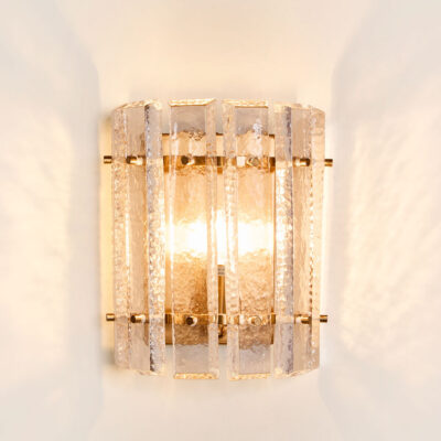 Araluen Hamptons Fluted Glass Wall Light Brass and Clear