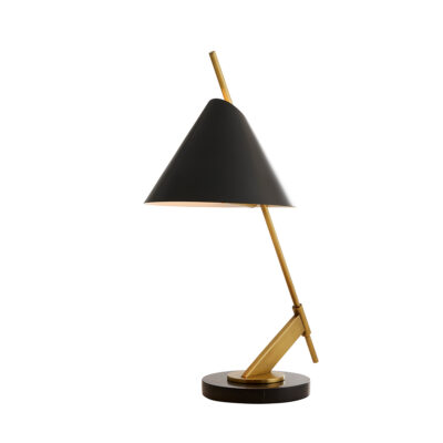 Ashbourne Hollow Mid-Century Table Lamp Black and Antique Brass