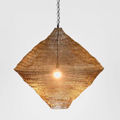 Ashbury Heritage Woven Brass Diamond Ceiling Pendant