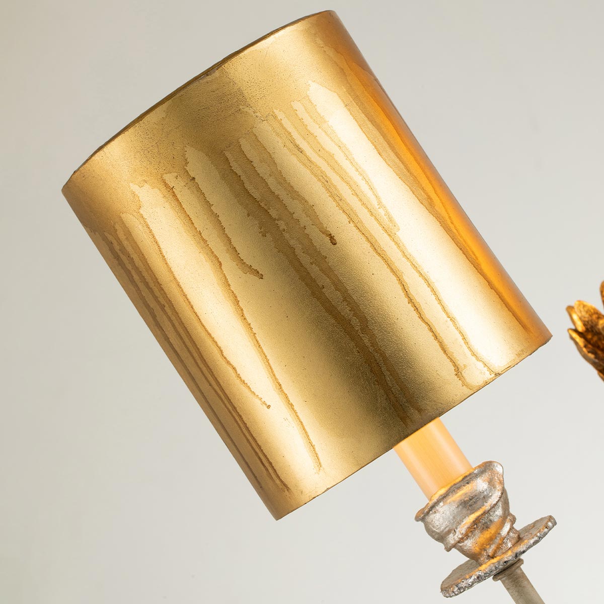 Ashcastle Twin Arm Wall Light Gold and Black with Parchment Shades Ashcastle Twin Arm Wall Light Gold and Black with Parchment Shades — detail view