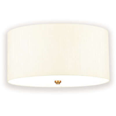 Ashcombe Flush Hamptons Ceiling Light Aged Brass with Ivory Shade