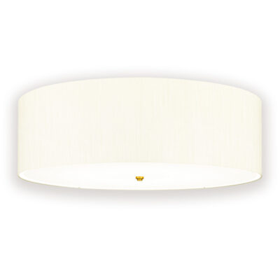Ashcombe Flush Hamptons Drum Ceiling Light Aged Brass with Ivory Shade