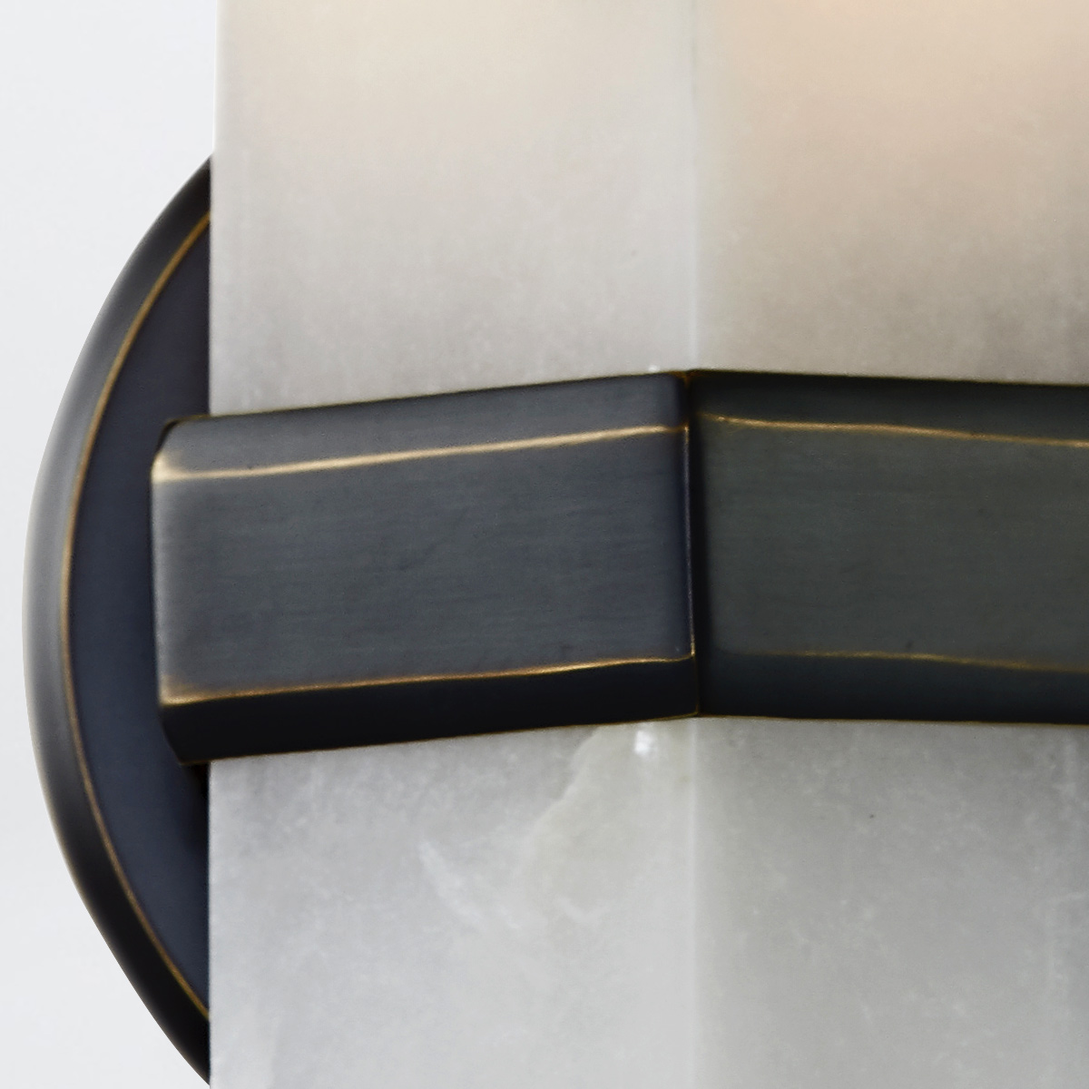 Ashcombe Grove Alabaster Wall Light in Urban Bronze — detail view