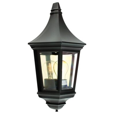 Ashcombe Grove Traditional Half Lantern Outdoor Wall Light Black