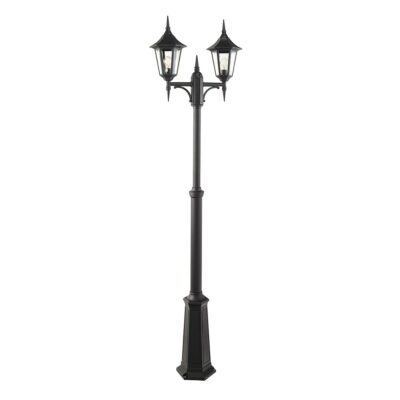 Ashcombe Grove Traditional Twin Head Outdoor Lamp Post Black