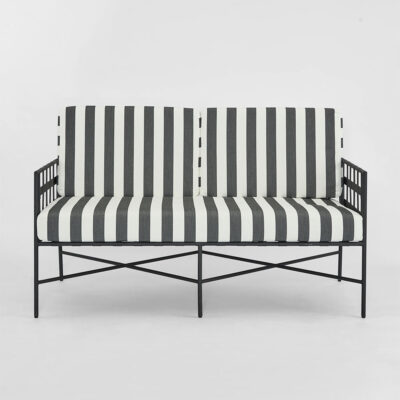Ashcourt Harbour Hamptons Outdoor 2 Seater Black and White Stripe