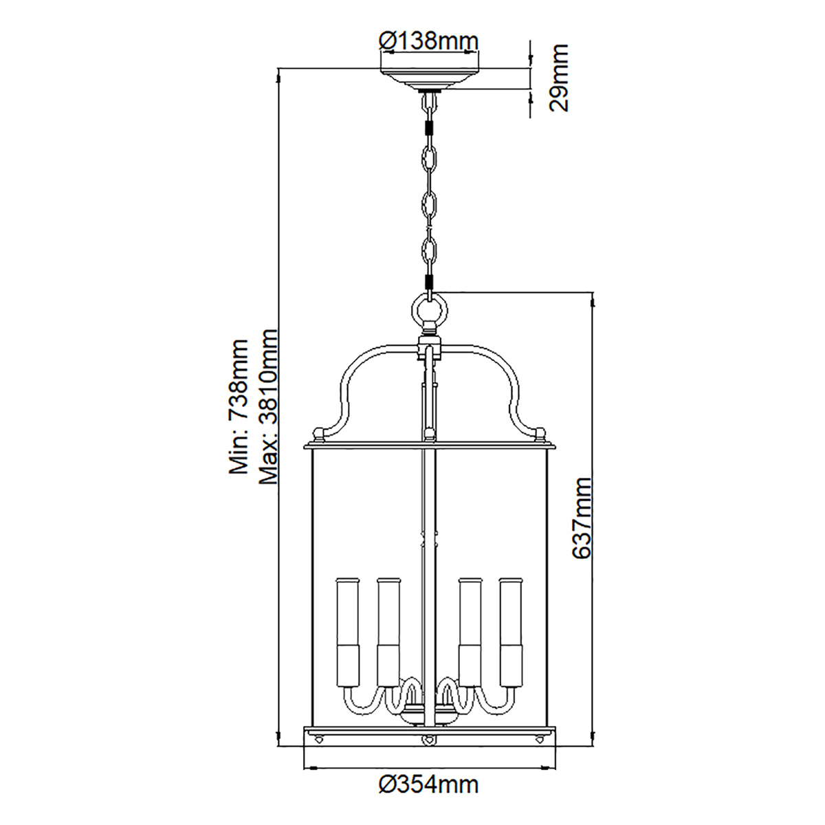 Ashcourt Manor Traditional Six Light Lantern Pendant Pewter Ashcourt Manor Traditional Six Light Lantern Pendant Pewter