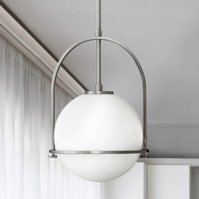 Ashdown Manor Hamptons Globe Pendant Brushed Nickel — in situ view