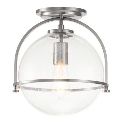 Ashdown Manor Hamptons Seeded Glass Flush Ceiling Light Brushed Nickel
