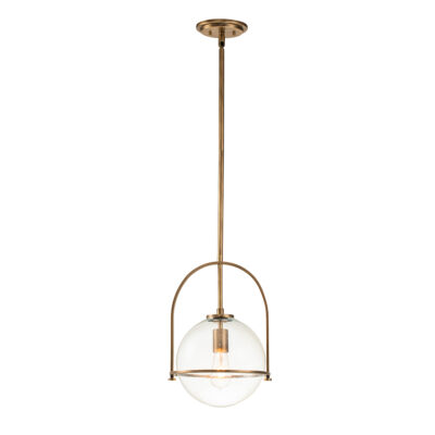 Ashdown Manor Retro Modern Glass Globe Pendant Heritage Brass