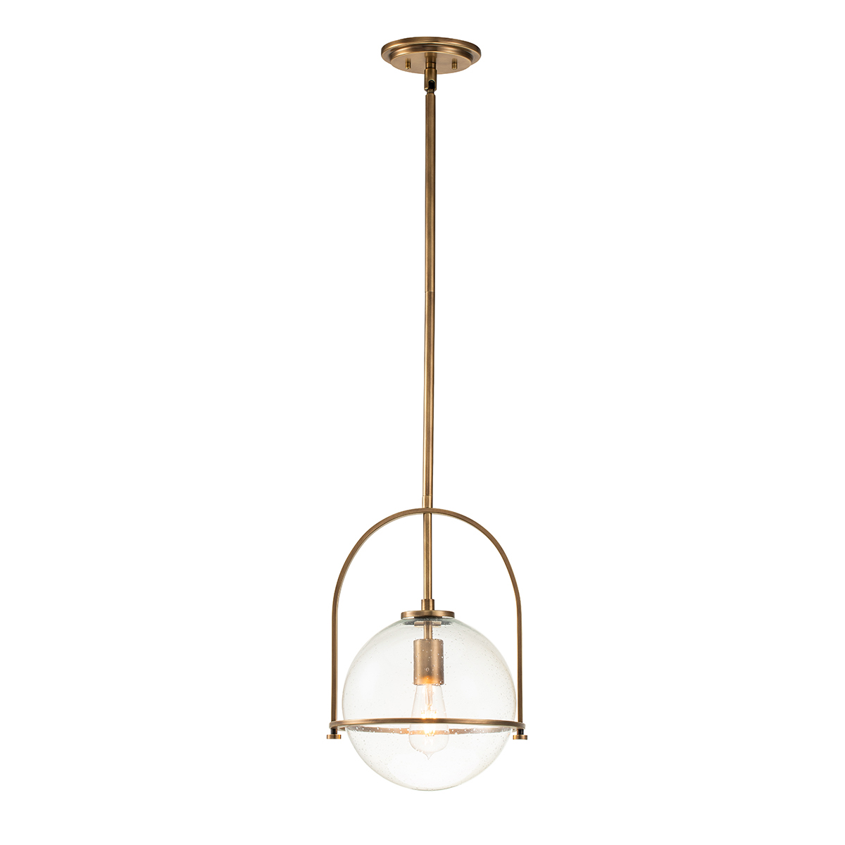 Ashdown Manor Retro Modern Glass Globe Pendant Heritage Brass