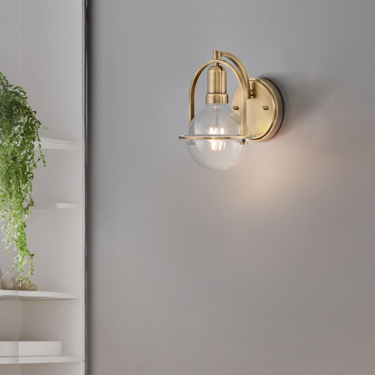 Ashdown Manor Retro Modern Wall Light Heritage Brass Ashdown Manor Retro Modern Wall Light Heritage Brass — in situ view