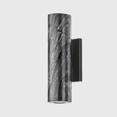 Ashendon Contemporary Marble Cylinder Wall Light Black Brass