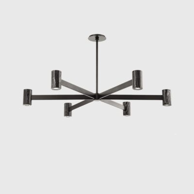Ashendon Contemporary Six Arm Chandelier Black Brass Marble