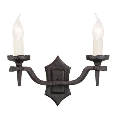 Ashfield Chapel Medieval Style Twin Arm Wall Light Black