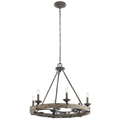 Ashgrove Hall French Provincial Wagon Wheel Chandelier Weathered Zinc