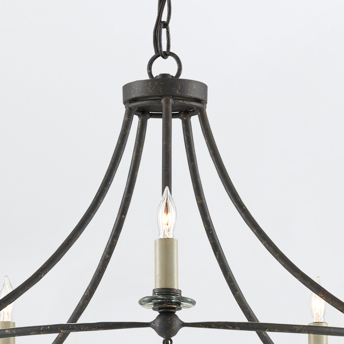 Ashmont Grand French Provincial Chandelier Aged Black with Clear Glass Ashmont Grand French Provincial Chandelier Aged Black with Clear Glass — detail view