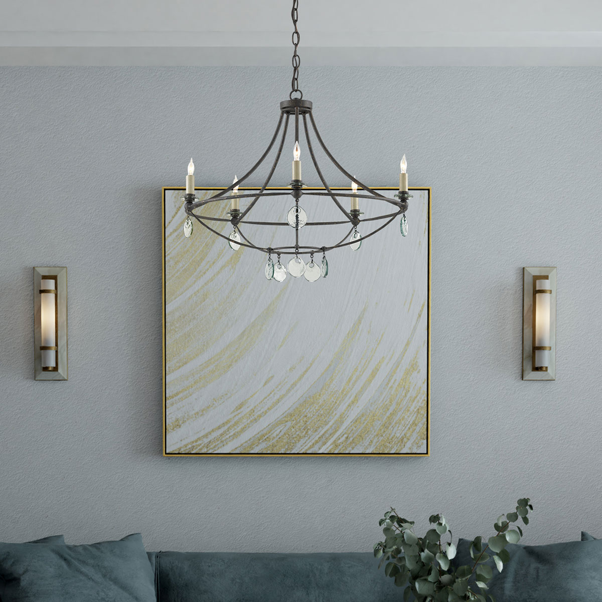 Ashmont Grand French Provincial Chandelier Aged Black with Clear Glass Ashmont Grand French Provincial Chandelier Aged Black with Clear Glass — in situ view