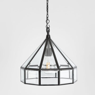 Ashridge Heritage Glass Lantern Ceiling Pendant Black